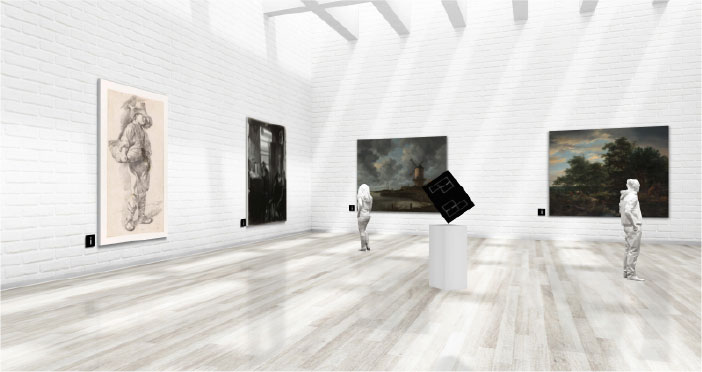 Visitors are free to walk along the exhibition.The experience is as if you are in the actual gallery.